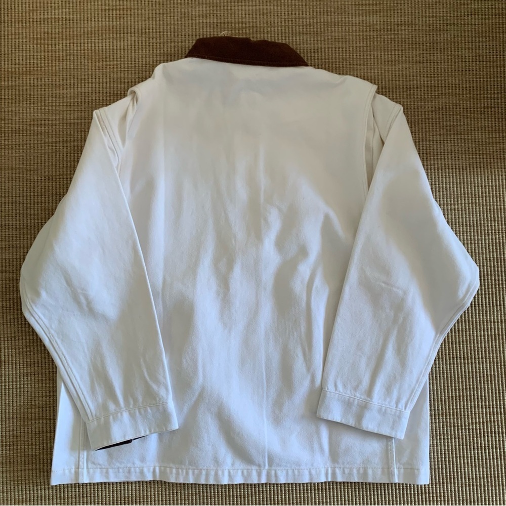 NWT Doen Pascual Cotton Denim Jean Corduroy Collar Button Barn Jacket Salt White - Picture 11 of 14